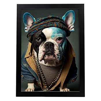 Un Bulldog Tipo Perro Vestido Con Ropa De Ropa Humana Estampados De Arte De Pared Estético Para El Diseño De Dormitorio O Sala De Estar Nacnic