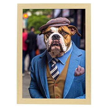 Poster De Dogo Americano En Estilo De Fotografía A Todo Color Divertidas Ilustraciones Realistas De Animales Con Ropa Humana Interiorismo Y Decoración A3 Marcos Madera Nacnic