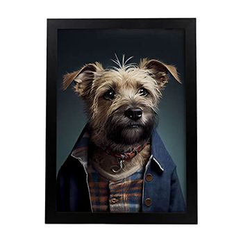 Poster De Terrier Fronterizo En Estilo De Fotografía A Todo Color Divertidas Ilustraciones Realistas De Animales Con Ropa Humana Interiorismo Y Decoración A3 Marcos Negros Nacnic