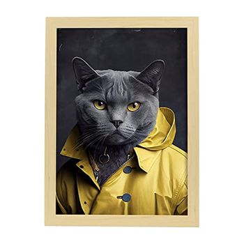 Un Gato Tipo Chartreux Vestido Con Ropa Humana Estampados De Arte De Pared Estético Para El Diseño De Dormitorio O Sala De Estar Nacnic