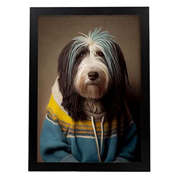 Un Perro Con Barbudo Collie Vestido Con Humanos Estampados De Arte De Pared Estético Para El Diseño De Dormitorio O Sala De Estar Nacnic