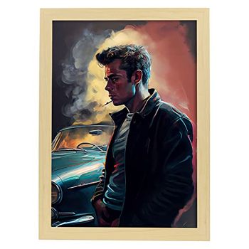 James Dean Fumando Junto A Un Viejo Auto Deportivo Pixar St Estampados De Arte De Pared Estético Para El Diseño De Dormitorio O Sala De Estar Nacnic