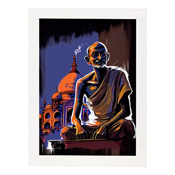 Poster De Mahatma Gandhi En Estilo Retrato A Todo Color Ilustraciones Y Caricaturas De Personajes Históricos Famosos Diseño Y Decoración De Interiores A4 Marcos Blancos Nacnic