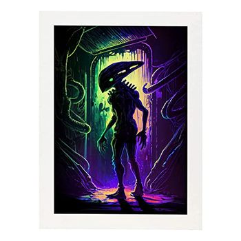 Poster De Alien En Estilo Retrato A Todo Color Ilustraciones Y Caricaturas De Personajes Famosos En El Cine Diseño Y Decoración De Interiores A3 Marcos Blancos Nacnic