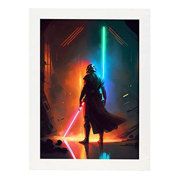 Poster De Star Wars En Estilo Retrato A Todo Color Ilustraciones Y Caricaturas De Personajes Famosos En El Cine Diseño Y Decoración De Interiores A4 Marcos Blancos Nacnic