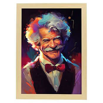 Mark Twain Sonriente De Figura Dinámica De Estilo Pixar Estampados De Arte De Pared Estético Para El Diseño De Dormitorio O Sala De Estar Nacnic