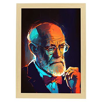 Poster De Sigmund Freud En Estilo Retrato A Todo Color Ilustraciones Y Caricaturas De Inventores Y Creadores Históricos Famosos Diseño Y Decoración De Interiores A4 Marcos Madera Nacnic