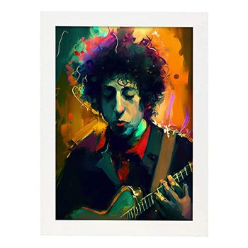 Poster De Bob Dylan En Estilo Retrato A Todo Color Ilustraciones Y Caricaturas De Músicos Y Artistas Famosos Diseño Y Decoración De Interiores A3 Marcos Blancos Nacnic