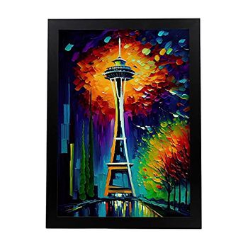 Space Needle Seattle Washington Usa Pintura Al Óleo Bru Estampados De Arte De Pared Estético Para El Diseño De Dormitorio O Sala De Estar Nacnic