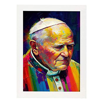 Popio Nacnico Juan Paul Ii Pintura Al Óleo Strokes Colorfu Estampados De Arte De Pared Estético Para El Diseño De Dormitorio O Sala De Estar Nacnic