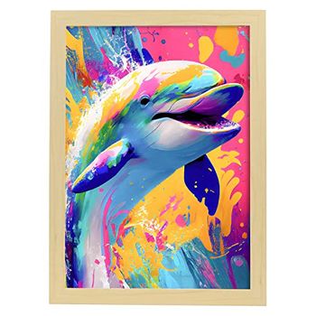 Abstract Smiling Dolphin In Lisa Fran Style_1 Aesthetic Wall Art Prints For Bedroom Or Living Room Design Nacnic