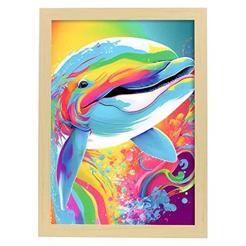 Abstract Smiling Dolphin In Lisa Fran Style_2 Aesthetic Wall Art Prints For Bedroom Or Living Room Design Nacnic