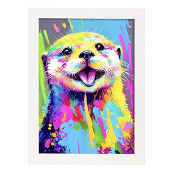 Poster De Nutria Estilo Retrato. Coloridas Ilustraciones De Animales En Acuarela. Impresiones Artísticas Para La Decoración Y Diseño De Interio Nacnic