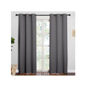 Cortinas Opacas Con Ganchos 2 Piezas Gris 140x225 Cm Vidaxl con Ofertas en  Carrefour