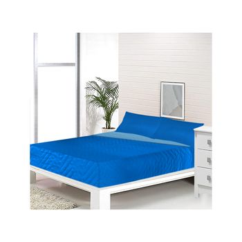 Acomoda Textil - Colcha Bouti Reversible Termosellada + Funda De Cojín 50x70 Cm Para Dormitorio. Cubrecama, Ligero, Versátil E Ideal Para Cualquier Época Del Año. (azul, Cama 150 Cm)