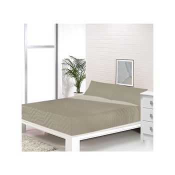 Acomoda Textil - Colcha Bouti Reversible Termosellada + Funda De Cojín 50x70 Cm Para Dormitorio. Cubrecama, Ligero, Versátil E Ideal Para Cualquier Época Del Año. (beige, Cama 90 Cm)