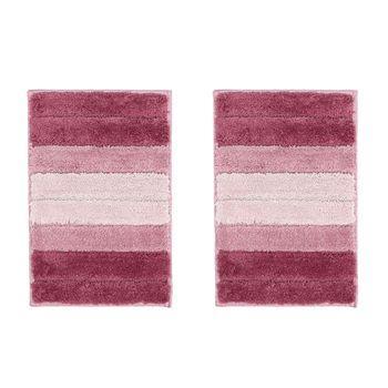 Acomoda Textil – Alfombra De Baño Suave Y Absorbente Para Ducha 40x60 Cm. Alfombrilla De Pelo Gruesa Y Antideslizante De Bañera Lavable Y Cómoda. (2 Unidades, Rosa)