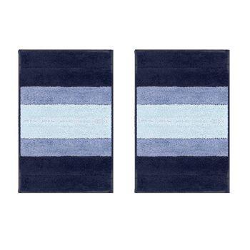 Acomoda Textil – Alfombra De Baño Suave Y Absorbente Para Ducha 40x60 Cm. Alfombrilla De Pelo Gruesa Y Antideslizante De Bañera Lavable Y Cómoda. (2 Unidades, Azul)