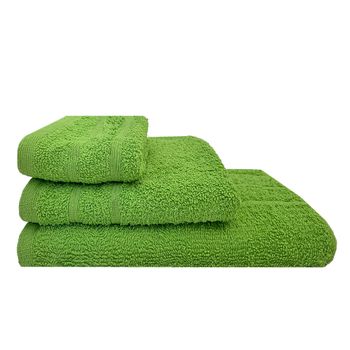 Acomoda Textil – Juego 3 Toallas De Baño 100 Algodón. Pack 3 Toalla Rizo Con Cenefa 450 Gr/m2, Toallas De Ducha, Lavado Y Bidet Suave Y Absorbente Para Aseo Y Gimnasio. (verde)