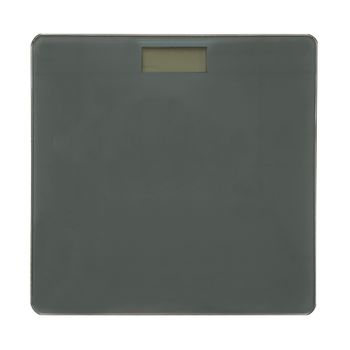 Acomoda Textil - Báscula Digital De Baño Cuadrada Con Pantalla Lcd. Báscula De Cristal Con Encendido A Presión, Peso Resistente Con Capacidad De Carga Hasta 180 Kg. (gris, 26x26 Cm)