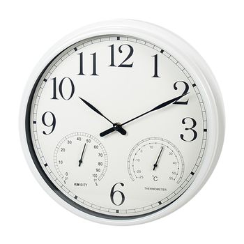 Acomoda Textil - Reloj De Pared Analógico Redondo Y Fácil De Leer. Reloj Medidor De Tiempo Moderno Y Decorativo Con Movimiento Silencioso Para Hogar Y Oficina. (reloj Meteorológico Blanco, 33 Cm)