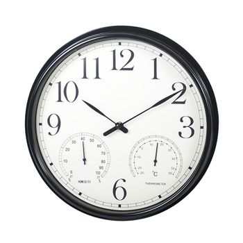 Acomoda Textil - Reloj De Pared Analógico Redondo Y Fácil De Leer. Reloj Medidor De Tiempo Moderno Y Decorativo Con Movimiento Silencioso Para Hogar Y Oficina. (reloj Meteorológico Negro, 33 Cm)