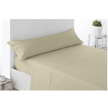 Acomoda Textil – Juego Sábanas Microfibra Para Cama Individual Y Matrimonio Con Bajera Ajustable, Encimera Y Funda Almohada. Sábanas Colores Lisos Cómoda Y Suave Para Verano-invierno. (beige, 135 Cm)