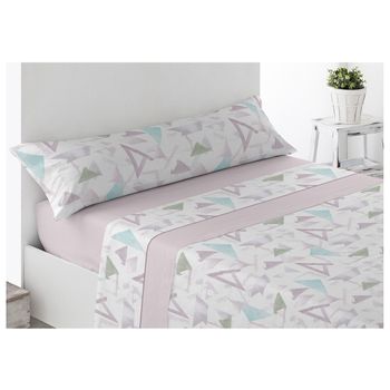 Acomoda Textil – Juego Sábanas Microfibra Cama Individual Y Matrimonio, Bajera Ajustable, Encimera Y Funda Almohada. Sábanas Estampadas Cómodas Y Suave Para Verano-invierno. Arbeca Rosa, Cama 105 Cm