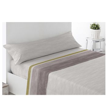 Acomoda Textil – Juego Sábanas Microfibra Cama Individual Y Matrimonio, Bajera Ajustable, Encimera Y Funda Almohada. Sábanas Estampadas Cómodas Y Suave Para Verano-invierno. Alfaro Beige, Cama 90 Cm