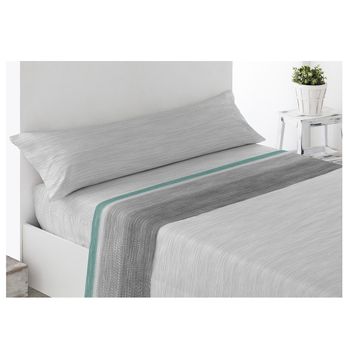 Acomoda Textil – Juego Sábanas Microfibra Cama Individual Y Matrimonio, Bajera Ajustable, Encimera Y Funda Almohada. Sábanas Estampadas Cómodas Y Suave Para Verano-invierno. Alfaro Gris, Cama 105 Cm