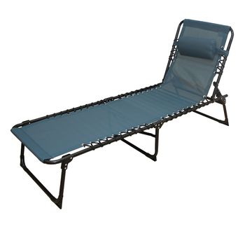 Acomoda Textil - Tumbona De Jardín Plegable Y Reclinable De Cuerdas Con Reposacabezas. Hamaca Con Cojín Cómoda Y Resistente Para Terraza, Camping Y Patio 188x55x30 Cm. (azul, 1 Unidad)