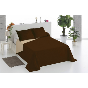 Colcha Bouti Bicolor Reversible Chocolate/beige + Cojines Donegal Cama De 90cm