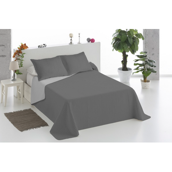 Colcha Bouti Bicolor Reversible Gris Claro/gris Oscuro + Cojines Donegal Cama De 90cm