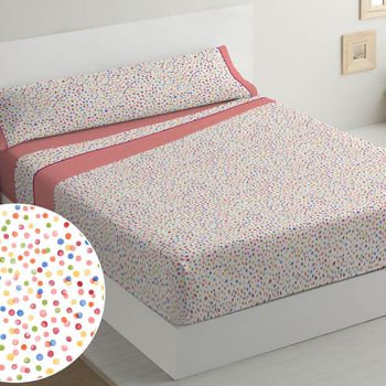 Juego De Sábanas Tres Piezas Donegal  Summer Dots Cama 135cm Coral