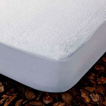 Protector De Colchón De Algodón Rizo Impermeable Donegal Cama 160cm Blanco