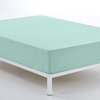 Sábana bajera de punto ajustable 100% algodón verde cama 150/160 cm  AQUAMARINE