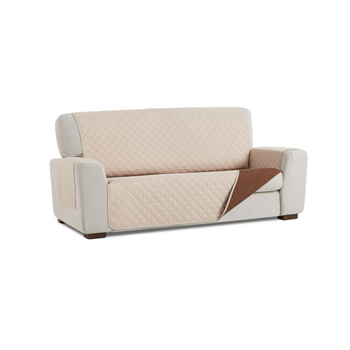 Funda De Sofá Acolchada Reversible 3 Plazas Spirit Beige - Marrón