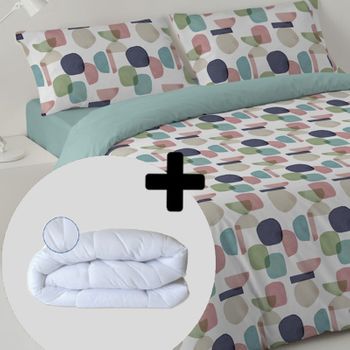 Funda Nórdica + Relleno Nórdico Kubik Aqua Cama 105cm Donegal Collections