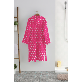 Albornoz Talla Xl Terciopelo Capucha 400gr Dots Rosa Donegal Collections