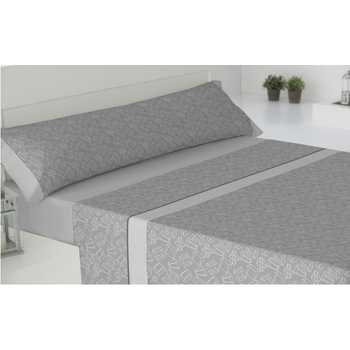 Juego de Sábanas Lisas 3 Piezas Algodón y PES. Cama 90 cm Gris