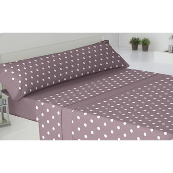 Juego De Sábanas Cama 180cm Con 2 Fundas Almohada Pecas Malva Donegal Collections