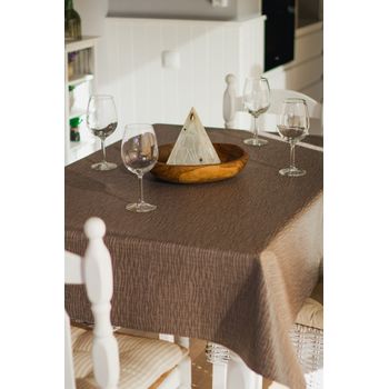 Mantel Resinado Antimanchas Sostenible Olas Café 140x140cm Lappet Covers