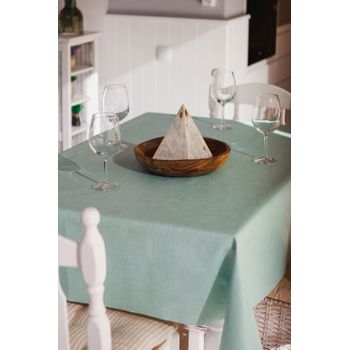 Mantel Resinado Antimanchas Sostenible Olas Aqua 140x260cm Lappet Covers