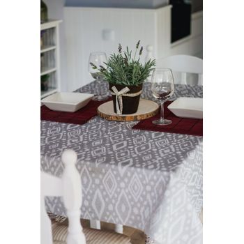 Mantel Resinado Antimanchas Sostenible Alabama Gris 140x260cm Lappet Covers