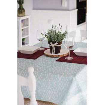 Mantel Resinado Antimanchas Sostenible Alabama Aqua 100x140cm Lappet Covers