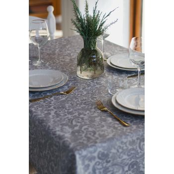 Mantel Resinado Antimanchas Sostenible Niza Gris 140x180cm Lappet Covers