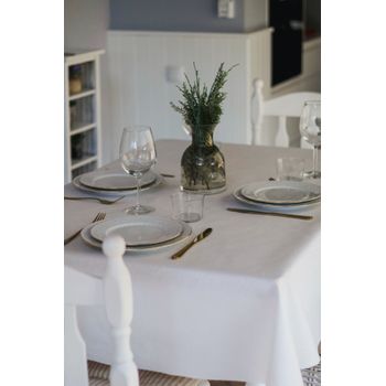 Mantel Resinado Antimanchas Sostenible Versalles Blanco 140x140cm Lappet Covers