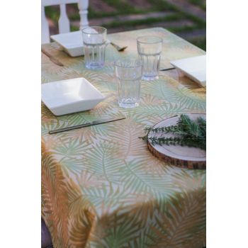 Mantel Resinado Antimanchas Sostenible Barbados Verde 140x260cm Lappet Covers