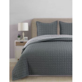 Edredon Conforter Velvet Liso Aterciopelado Gris Para Cama De 135 Cm con  Ofertas en Carrefour