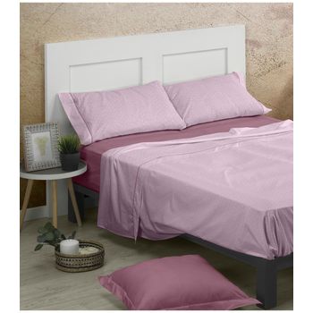 Juego De Sábanas Algodón Combinado   Mery Malva Cama 105cm Donegal Collections